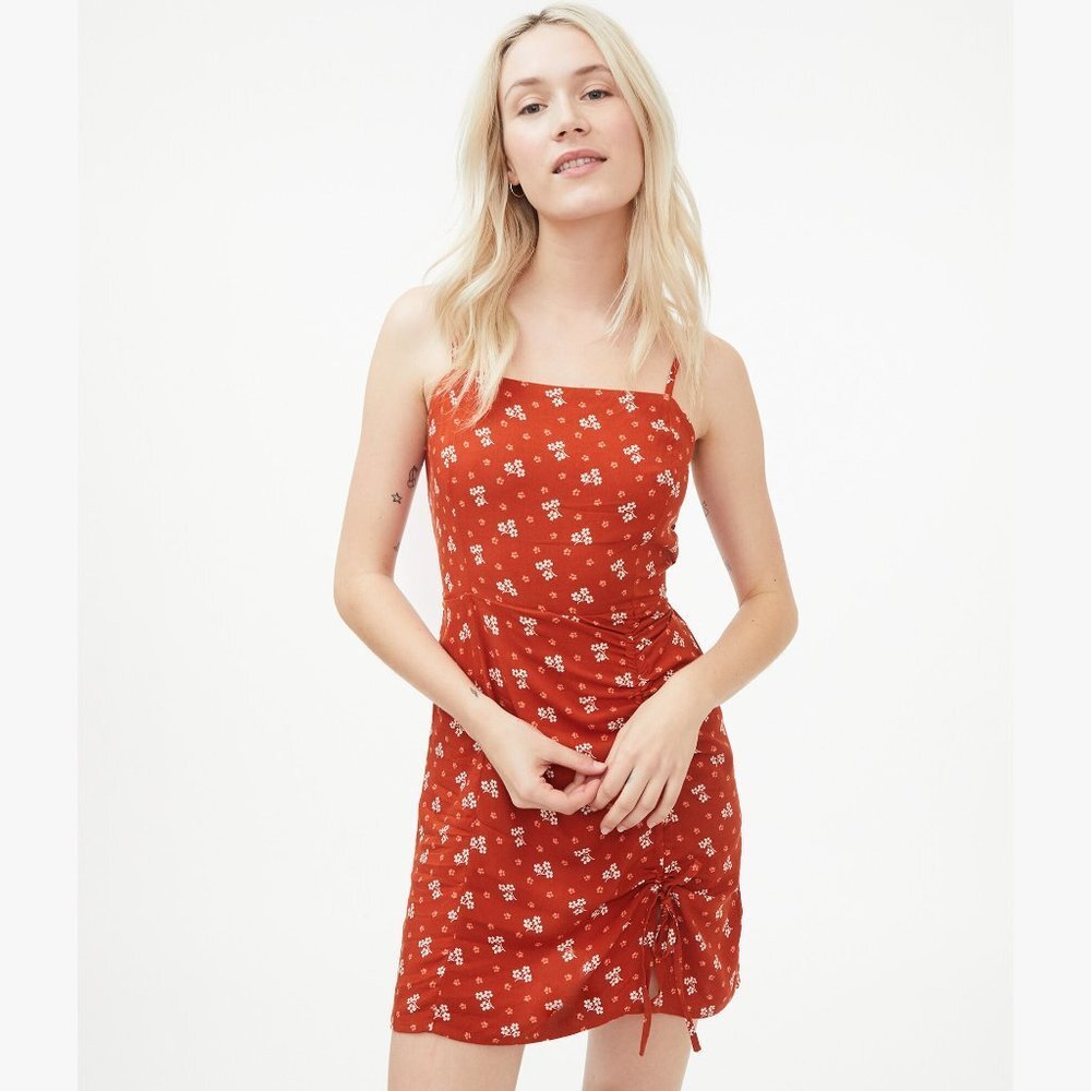 AEROPOSTALE | Floral Square-Neck Ruched Mini Dress Sz L